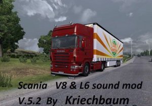 Звуки Scania V8 v5.2 для Euro Truck Simulator 2