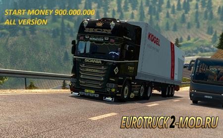 Mod Стартовые деньги 900.000.000 v1.27 для ETS 2