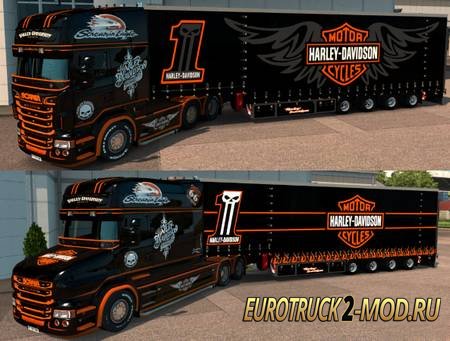 Mod Комбо Скин Harley Davidson для Euro Truck Simulator 2