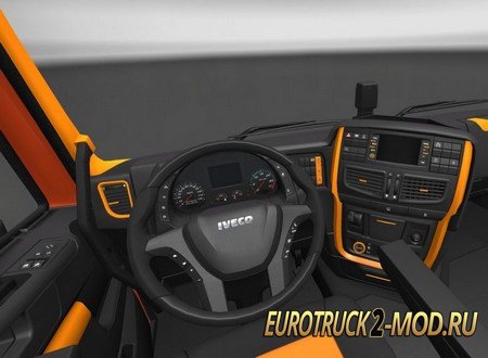 Mod Интерьер Iveco Hi Way Black Orange для Euro Truck Simulator 2