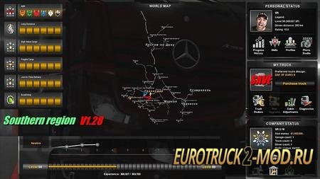 Mod Сохранение Save: South Region [1.28] для Euro Truck Simulator 2