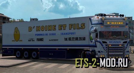 Mod Scania R580 + Trailer DHoine Combo Pack для Euro Truck Simulator 2