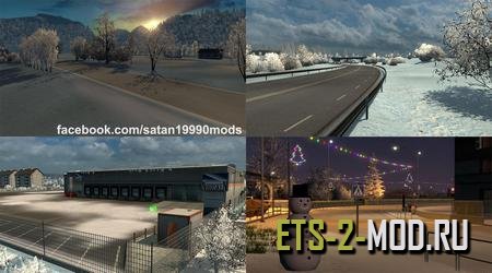 Полный зимний мод для Euro Truck Simulator 2 v1.32