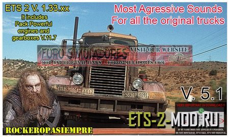 Mod Агрессивные звуки для Euro Truck Simulator 2 v1.33