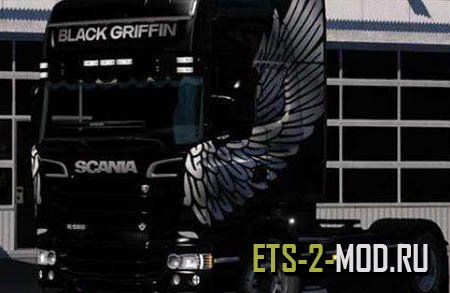 Мод скин SCANIA RJL BLACK GRIFIIN EDITION для Euro Truck Simulator 2 v1.33